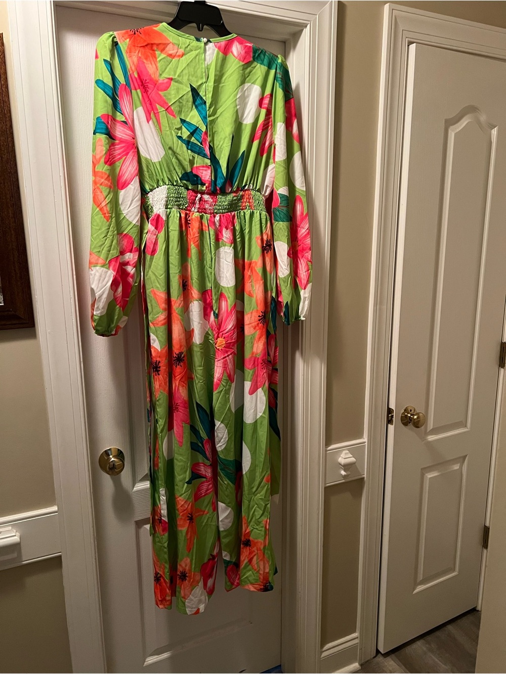 SHEIN Lime Green jumpsuit with Pink & Orange Floral Print - Picture 6 of 7